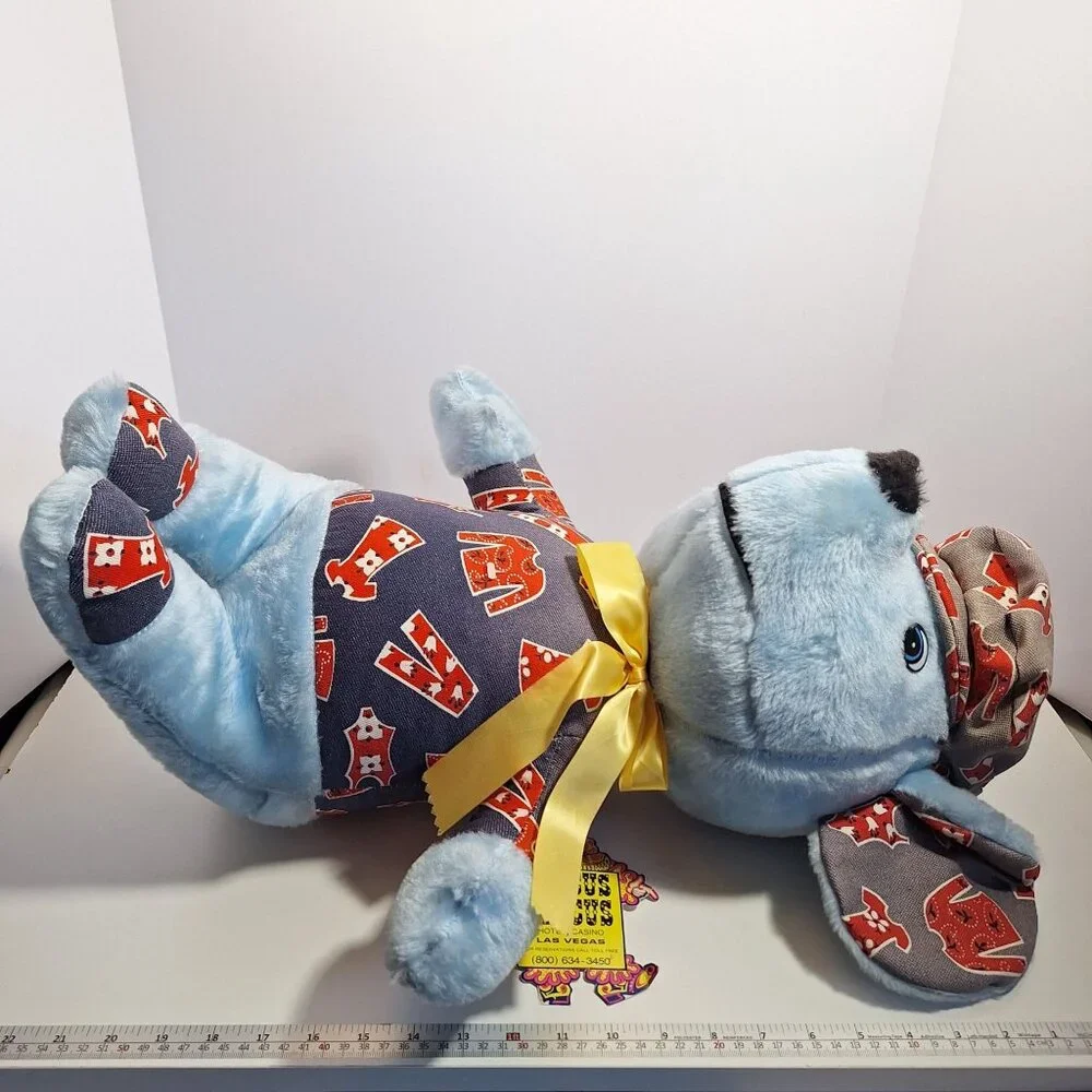 Circus Circus Plush Blue Mouse 70s Style Outfit Large 22" Yellow Bow With Tags - Picture 7 of 15